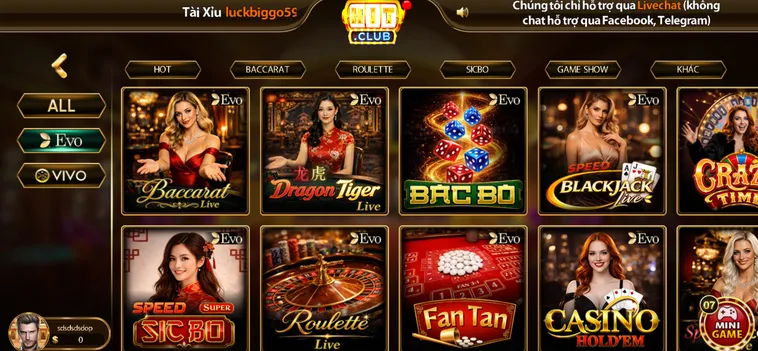 Danh Mục Trò Chơi LiveStream Casino HitClub Đỉnh Cao Cùng Dealer Xinh Đẹp